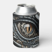 Steampunk Dragon Eye Closeup AI Art gepersonalisee Blikjeskoeler (Blikje Voorkant)