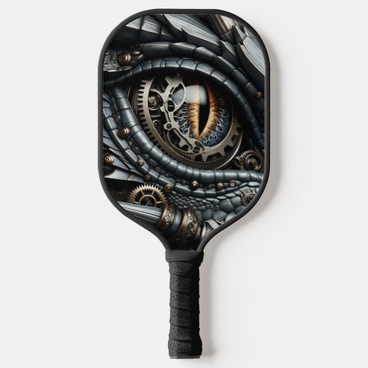 Steampunk Dragon Eye Closeup AI Art gepersonalisee Pickleball Paddle (Voorkant)
