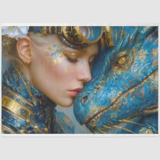 Steampunk Dragon Fantasy Art Decoupage Ontwerp Tissuepapier (Voorkant)