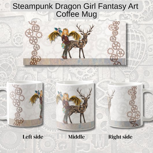 Steampunk Dragon Girl Fantasy Art Koffiemok