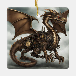 Steampunk Dragon Keramisch Ornament