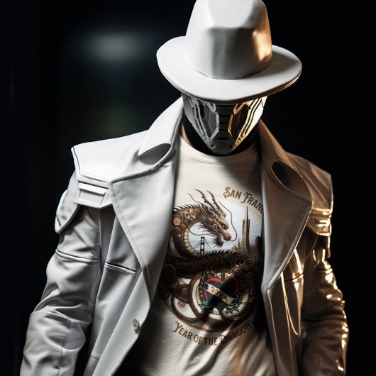 Steampunk Dragon met San Francisco Skyline T-shirt