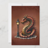 Steampunk Dragon naast een  straatlamp. Kaart (Achterkant)