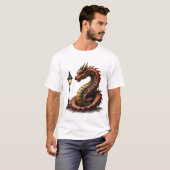 Steampunk Dragon naast een straatlamp. T-shirt (Voorkant volledig)