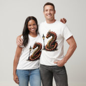 Steampunk Dragon naast een straatlamp. T-shirt (Unisex)