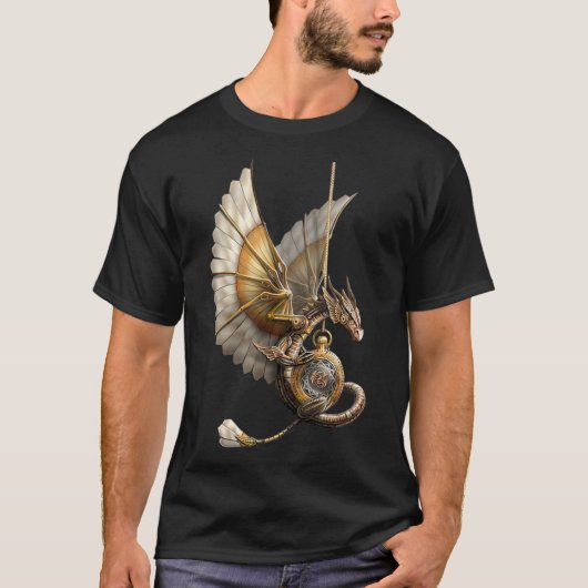 Steampunk Dragon op horloge  T-shirt (Voorkant)