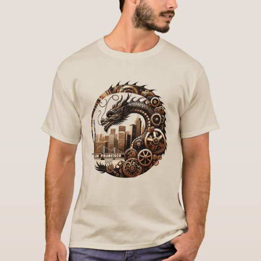Steampunk Dragon Over San Francisco 2024 T-shirt (Voorkant)
