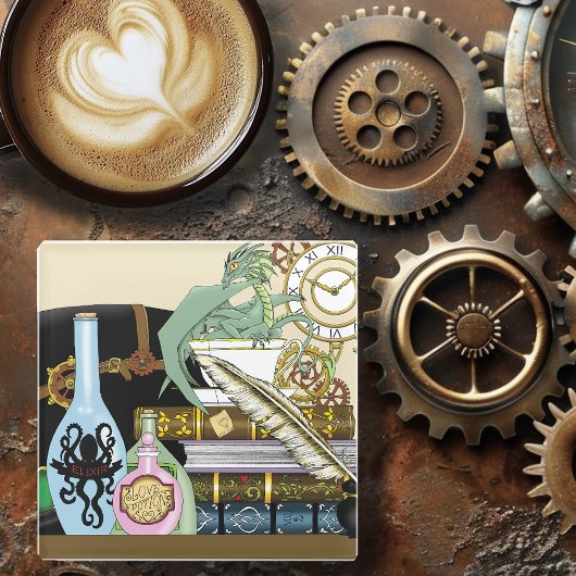 Steampunk Dragon Potions Boeken Glazen Onderzetter