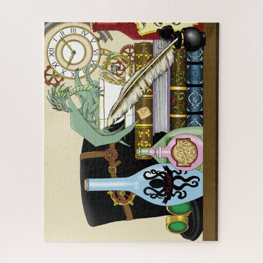 Steampunk Dragon Potions Boeken Legpuzzel (Verticaal)