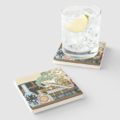 Steampunk Dragon Potions Boeken Stenen Onderzetter (Zijkant)