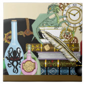 Steampunk Dragon Potions Boeken Tegeltje (Voorkant)