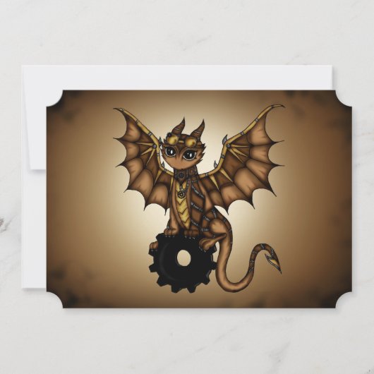 Steampunk Dragon-uitnodiging Kaart (Voorkant)