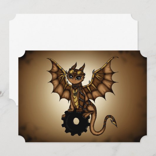 Steampunk Dragon-uitnodiging Kaart (Voorkant / Achterkant)