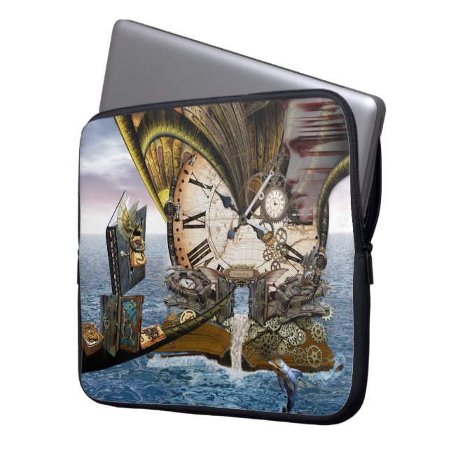 Steampunk dragon verhaalboeken laptop sleeve (Voorkant Links)
