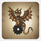 Steampunk Dragon Vierkante Sticker (Voorkant)