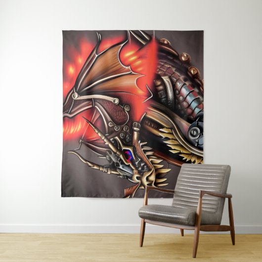Steampunk Dragon Wandkleed (In situ)