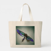 Steampunk Dragonflies Blue Green Paars Grote Tote Bag (Achterkant)