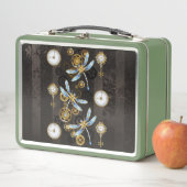 Steampunk Dragonflies op bruine gestreepte achterg (In situ)