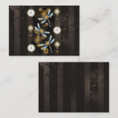 Steampunk Dragonflies op bruine gestreepte achterg Advieskaart (Voorkant / Achterkant)