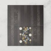 Steampunk Dragonflies op bruine gestreepte achterg Afsprakenkaart (Buitenkant ongevouwen)