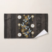 Steampunk Dragonflies op bruine gestreepte achterg Bad Handdoek (Handdoek)