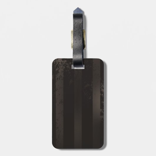 Steampunk Dragonflies op bruine gestreepte achterg Bagagelabel (Achterkant verticaal)