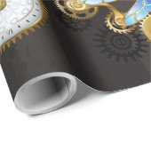 Steampunk Dragonflies op bruine gestreepte achterg Cadeaupapier (Rol Hoek)