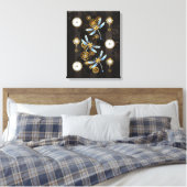 Steampunk Dragonflies op bruine gestreepte achterg Canvas Afdruk (Insitu (Slaapkamer))