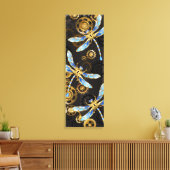 Steampunk Dragonflies op bruine gestreepte achterg Canvas Afdruk (Insitu (Woonkamer))