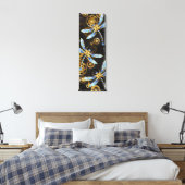 Steampunk Dragonflies op bruine gestreepte achterg Canvas Afdruk (Insitu (Slaapkamer))