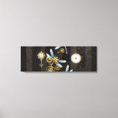 Steampunk Dragonflies op bruine gestreepte achterg Canvas Afdruk (Voorkant)