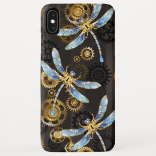 Steampunk Dragonflies op bruine gestreepte achterg Case-Mate iPhone Case