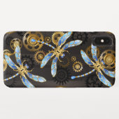Steampunk Dragonflies op bruine gestreepte achterg Case-Mate iPhone Case (Achterkant (horizontaal))