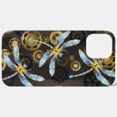 Steampunk Dragonflies op bruine gestreepte achterg Case-Mate iPhone Case (Achterkant (horizontaal))