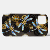 Steampunk Dragonflies op bruine gestreepte achterg Case-Mate iPhone Case (Achterkant (horizontaal))