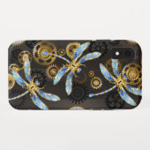 Steampunk Dragonflies op bruine gestreepte achterg Case-Mate iPhone Case (Achterkant (horizontaal))