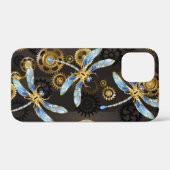 Steampunk Dragonflies op bruine gestreepte achterg Case-Mate iPhone Case (Achterkant (horizontaal))