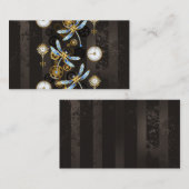 Steampunk Dragonflies op bruine gestreepte achterg Contactkaartje (Voorkant / Achterkant)