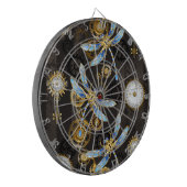 Steampunk Dragonflies op bruine gestreepte achterg Dartbord (Voorkant Links)