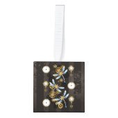 Steampunk Dragonflies op bruine gestreepte achterg Decoratie (Voorkant)