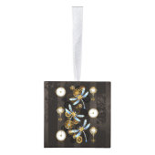 Steampunk Dragonflies op bruine gestreepte achterg Decoratie (Rechts)