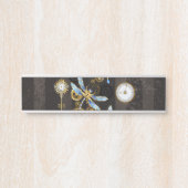 Steampunk Dragonflies op bruine gestreepte achterg Deurbordje (Voorkant)