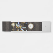 Steampunk Dragonflies op bruine gestreepte achterg Deurbordje (Voorkant)