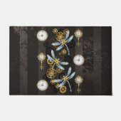 Steampunk Dragonflies op bruine gestreepte achterg Deurmat (Voorkant)