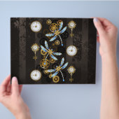 Steampunk Dragonflies op bruine gestreepte achterg Flyer (Hand)
