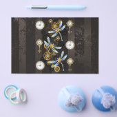 Steampunk Dragonflies op bruine gestreepte achterg Flyer (Enkel)
