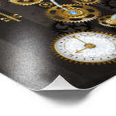 Steampunk Dragonflies op bruine gestreepte achterg Foto Afdruk (Hoek)