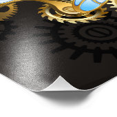 Steampunk Dragonflies op bruine gestreepte achterg Foto Afdruk (Hoek)