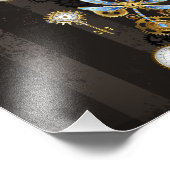 Steampunk Dragonflies op bruine gestreepte achterg Foto Afdruk (Hoek)