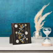 Steampunk Dragonflies op bruine gestreepte achterg Fotoplaat (Insitu)